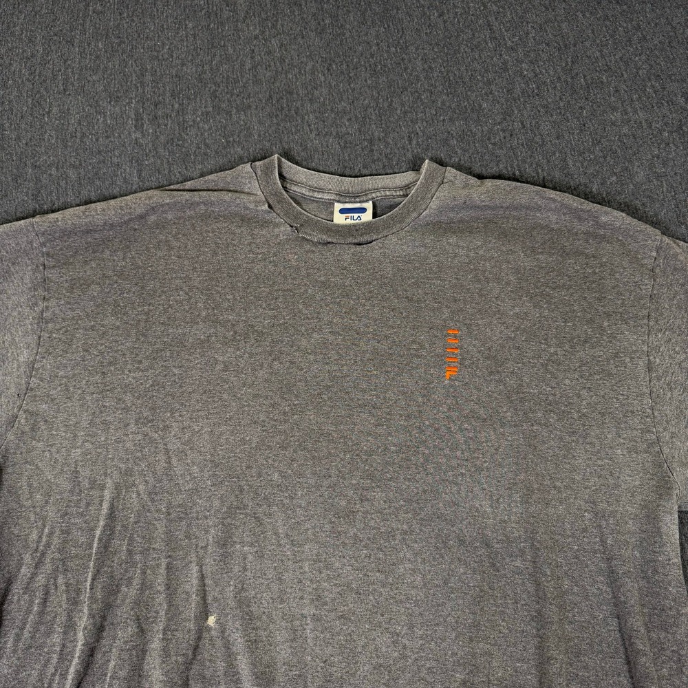 FILA Active Wear Y2K Vintage Logo T-Shirt Mens 2XL Gray Cotton Blend
